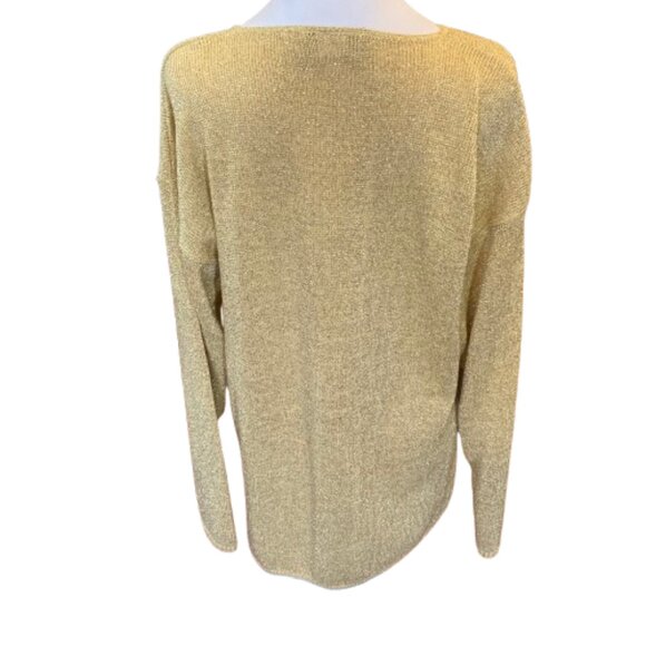 Dana Scott Vintage Gold Sparkle Top Pull-Over Round Neck Relaxed Fit LS, size XL - Picture 12 of 12